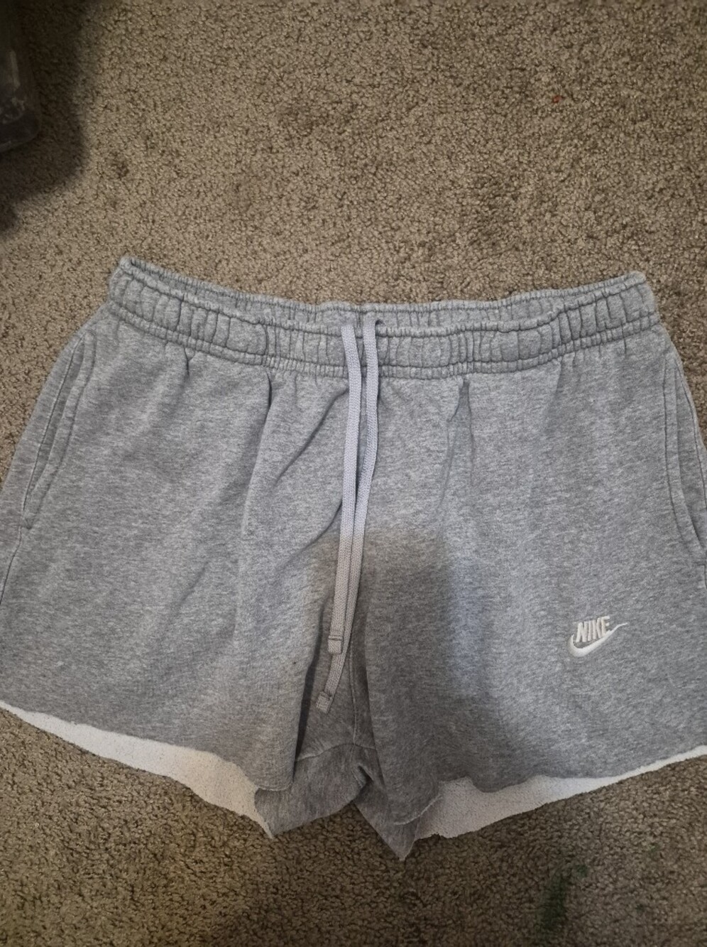 Nike Women's Light Gray Athletic Fleece Shorts with Drawstring